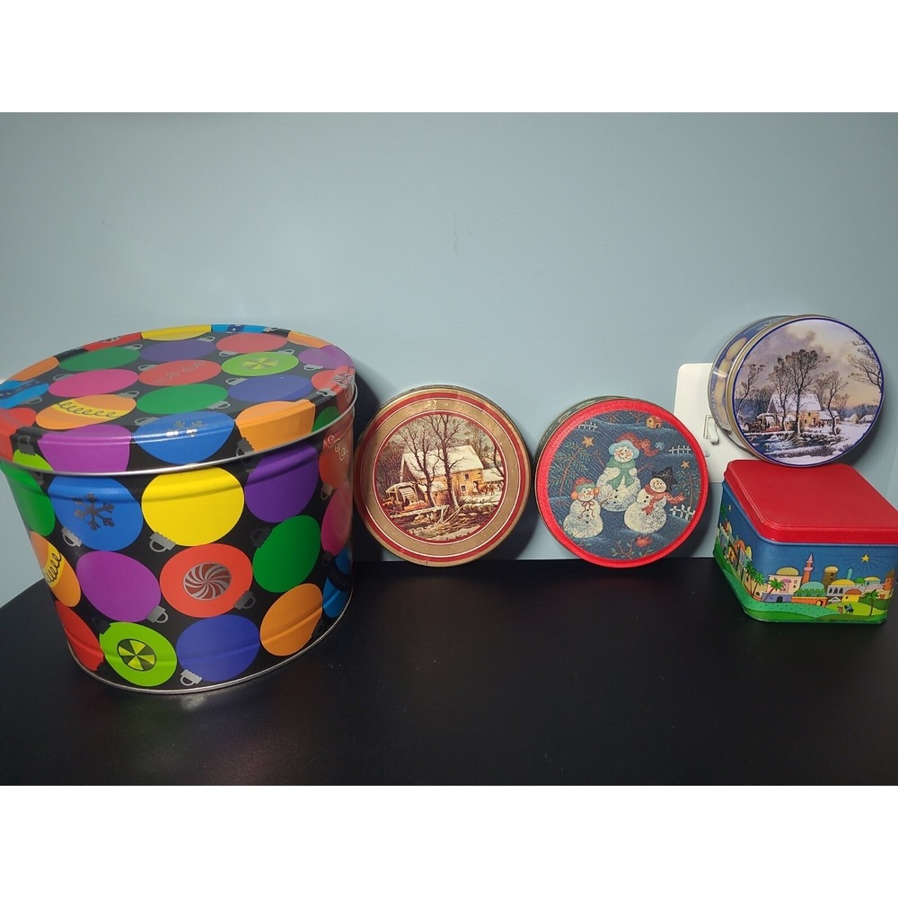 Vintage Christmas Tin Lot of 5